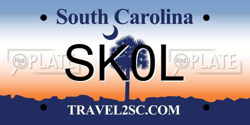 SK0L South Carolina License Plate