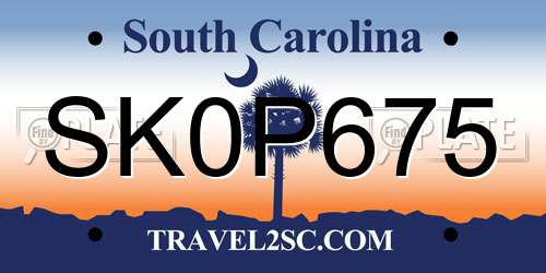 SK0P675 South Carolina License Plate