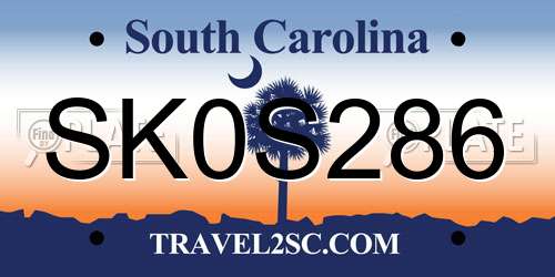 SK0S286 South Carolina License Plate