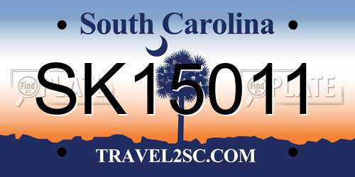 SK15011 South Carolina License Plate