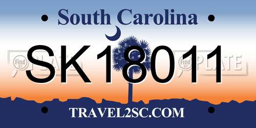 SK18011 South Carolina License Plate