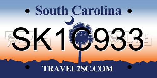 SK1C933 South Carolina License Plate