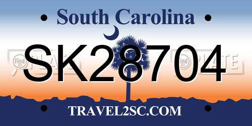 SK28704 South Carolina License Plate