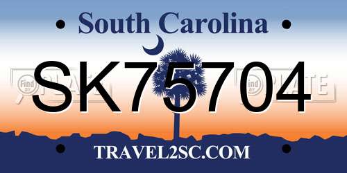 SK75704 South Carolina License Plate