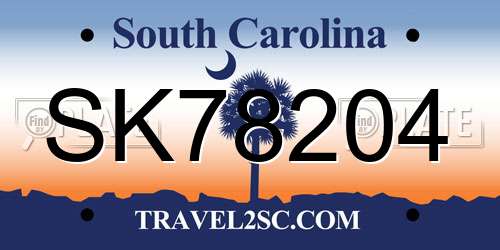 SK78204 South Carolina License Plate