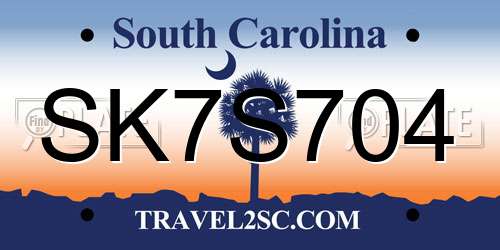 SK7S704 South Carolina License Plate