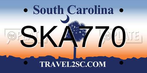 SKA770 South Carolina License Plate