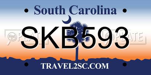 SKB593 South Carolina License Plate