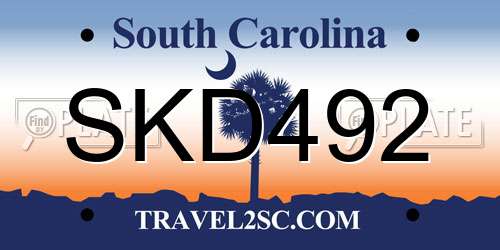 SKD492 South Carolina License Plate