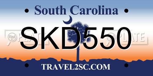 SKD550 South Carolina License Plate