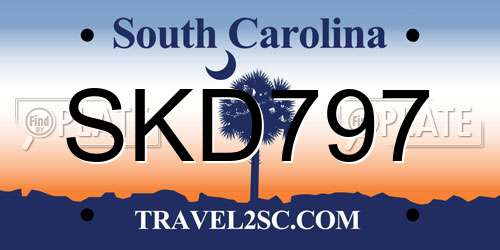 SKD797 South Carolina License Plate