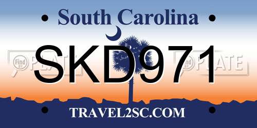 SKD971 South Carolina License Plate