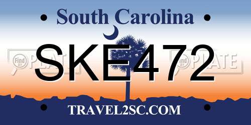 SKE472 South Carolina License Plate