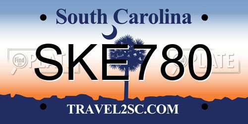 SKE780 South Carolina License Plate