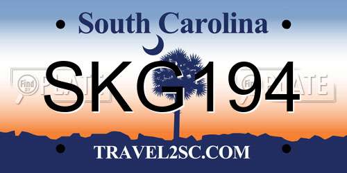 SKG194 South Carolina License Plate