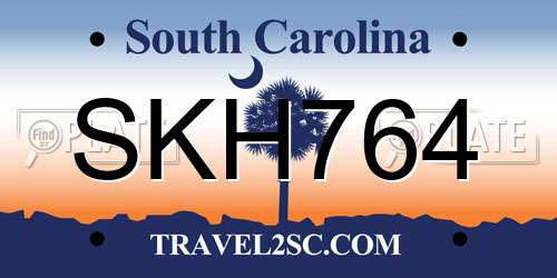 SKH764 South Carolina License Plate