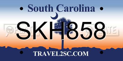 SKH858 South Carolina License Plate