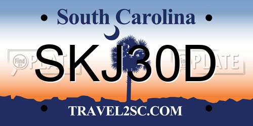 SKJ30D South Carolina License Plate