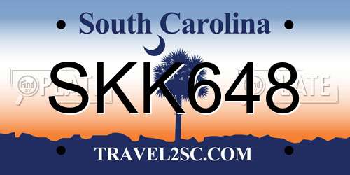 SKK648 South Carolina License Plate