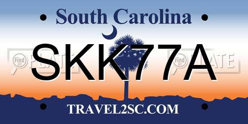 SKK77A South Carolina License Plate