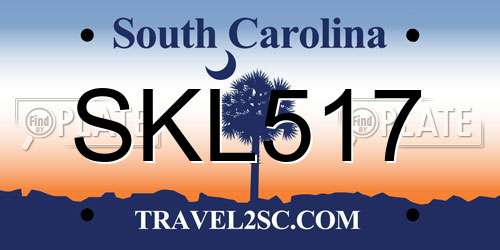 SKL517 South Carolina License Plate