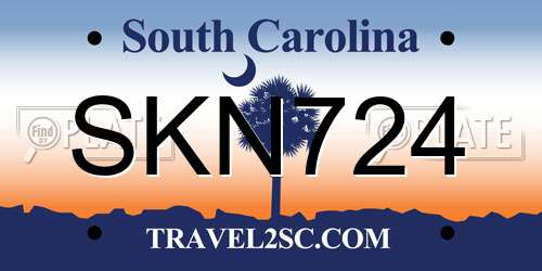 SKN724 South Carolina License Plate
