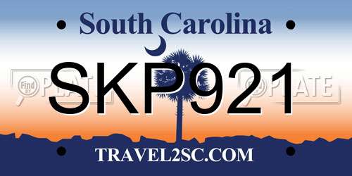 SKP921 South Carolina License Plate