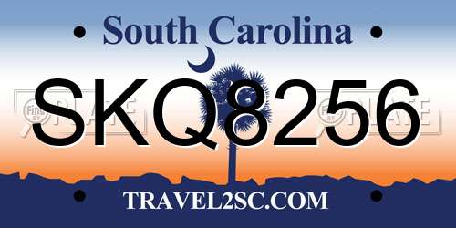 SKQ8256 South Carolina License Plate