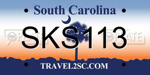 SKS113 South Carolina License Plate