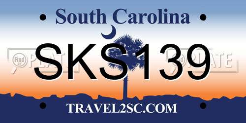 SKS139 South Carolina License Plate