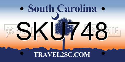 SKU748 South Carolina License Plate