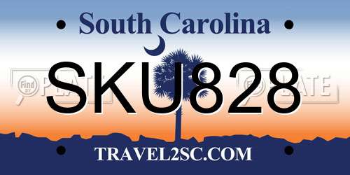 SKU828 South Carolina License Plate