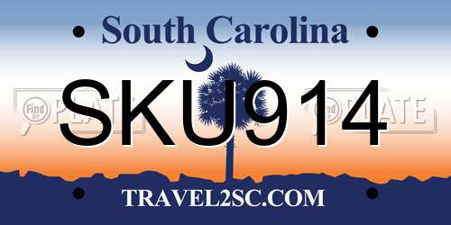 SKU914 South Carolina License Plate
