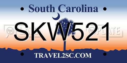 SKW521 South Carolina License Plate