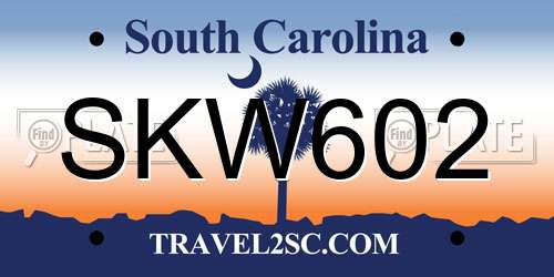 SKW602 South Carolina License Plate