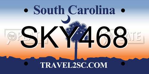 SKY468 South Carolina License Plate