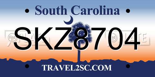SKZ8704 South Carolina License Plate