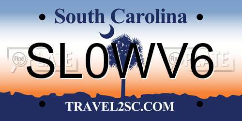 SL0WV6 South Carolina License Plate