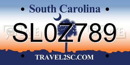SL0Z789 South Carolina License Plate
