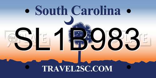 SL1B983 South Carolina License Plate