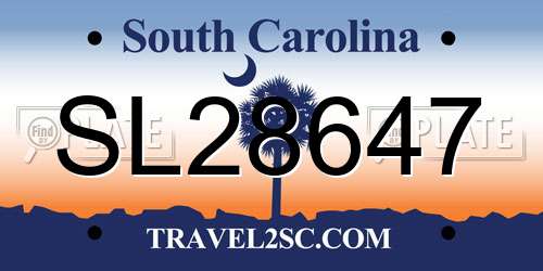 SL28647 South Carolina License Plate
