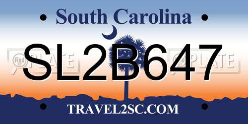 SL2B647 South Carolina License Plate