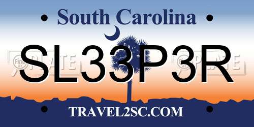 SL33P3R South Carolina License Plate