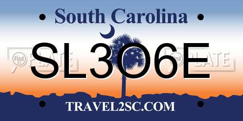 SL3O6E South Carolina License Plate