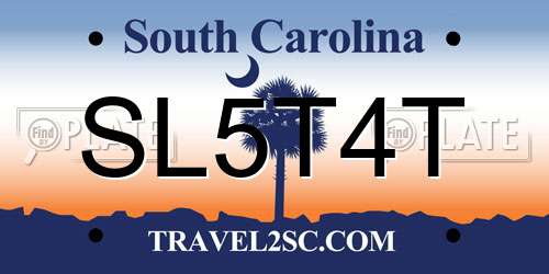 SL5T4T South Carolina License Plate