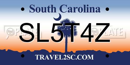 SL5T4Z South Carolina License Plate