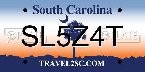 SL5Z4T South Carolina License Plate