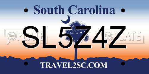 SL5Z4Z South Carolina License Plate
