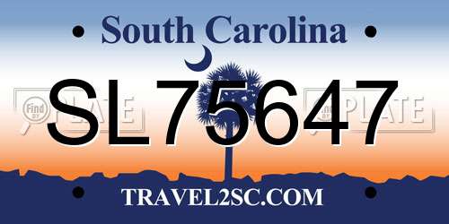 SL75647 South Carolina License Plate