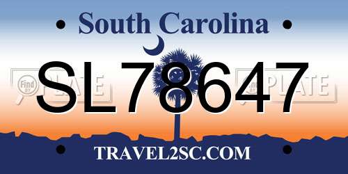 SL78647 South Carolina License Plate